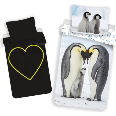 Jerry Fabrics Bavlnené obliečky so svietiacim efektom 140x200 + 70x90 cm Penguins Tučniaci