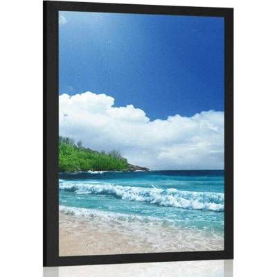 Plakát pláž na ostrově Seychely - 40x60 silver