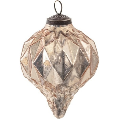 Clayre & Eef Růžová antik skleněná vánoční ozdoba baňka - Ø 11*15 cm