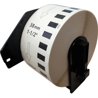 Termo Etiketa nekonečná 38 mm x 30,48 m s držiakom, Thermo eco, Biela, Dutinka 25 mm, Vnútorný návin, Odlepiteľné lepidlo, DK-44225, Brother Kompatibilná, Priemer kotúča 82 mm