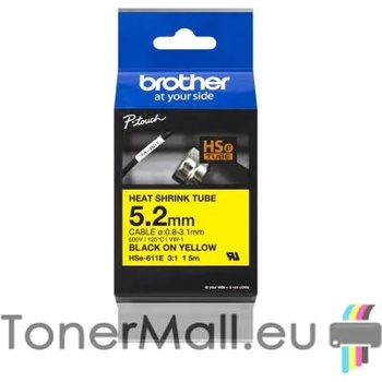 Brother Термо-шлаух лента Brother HSE-611E, 5.2mm, Black on Yellow Heat Shrink Tube