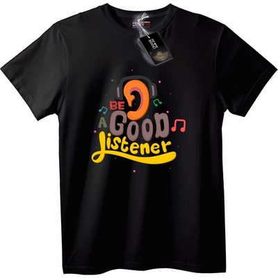 NOONEBRAND Тениска Бъди добър слушател - 2XL, Black