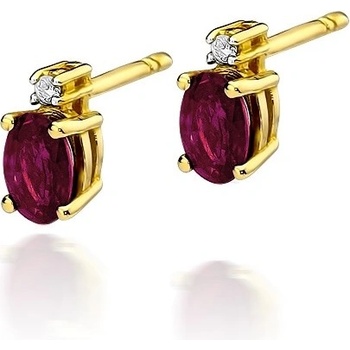 Blink-Blink zlaté diamantové náušnice s Rubínmi 3180ZDRuB