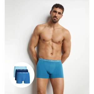 DIM COTTON STRETCH BOXER 3x - Мъжки боксерки 3 бр. - светлосиньо - тъмносиньо DIM | Sin | МЪЖЕ | L