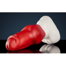 Weredog Roscoe Crimson/White Large, prémiové červeno-biele silikónové dildo 25,4 x 5,8–8,2 cm