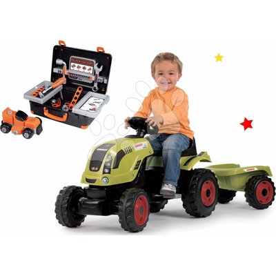 Smoby set traktor Claas Farmer XL na šliapanie s prívesom a batoh s náradím Autá 3 s autíčkom 710114 8