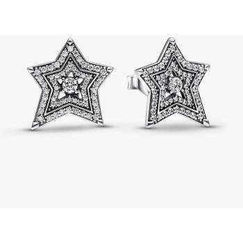 DELIS Сребърни обеци, jw490, модел звезда, родиево покритие (jw490)