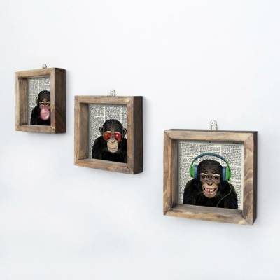 ASIR Sada obrázků OPICE 15 cm MDF