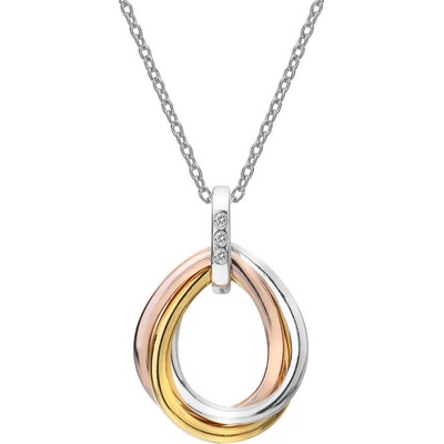 Hot Diamonds Tricolor náhrdelník s diamantmi trio teardrop RG DP780