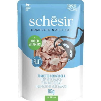 Schesir Cat C&B Wet Adult Tuňák s mořským vlkem v želé 85 g