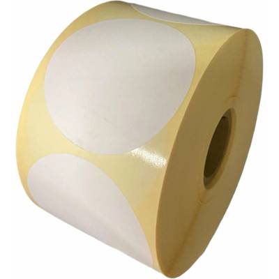Papierová Etiketa kruh 40 mm, Lesklý papier pre atramentové tlačiarne, Biela, Dutinka 40 mm, 700 ks/kotúč, Permanentné lepidlo