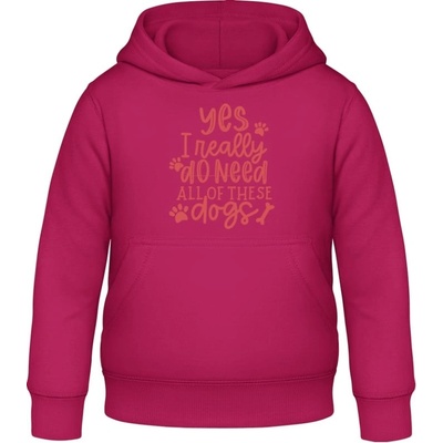 AWDis detská mikina s Kapucňu Dizajn pre majiteľa viacerých psov Zvodná ružová