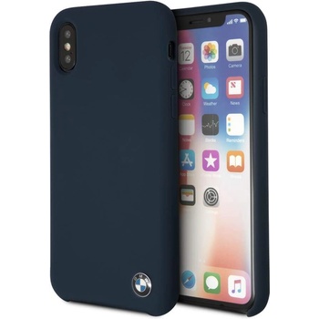 BMW Signature Silicone Hard Case - твърд силиконов кейс за iPhone XS, iPhone X (тъмносин)