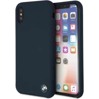 BMW Signature Silicone Hard Case - твърд силиконов кейс за iPhone XS, iPhone X (тъмносин)