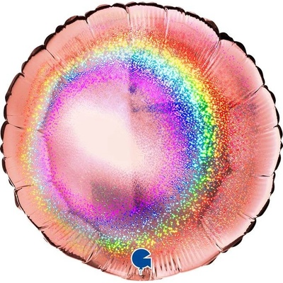 Grabo Nafukovací balónek kulatý 46 cm holografický s glitry růžový světle