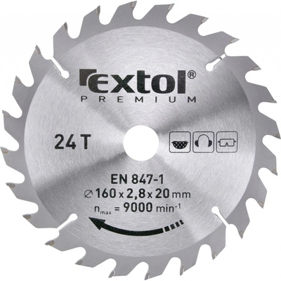 EXTOL PREMIUM Kotouč pilový s SK plátky, O 160x2,6x20mm, 24T (8803213)