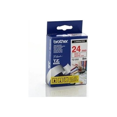 páska BROTHER TZ252 červené písmo, biela páska Tape (24mm) (TZE252)