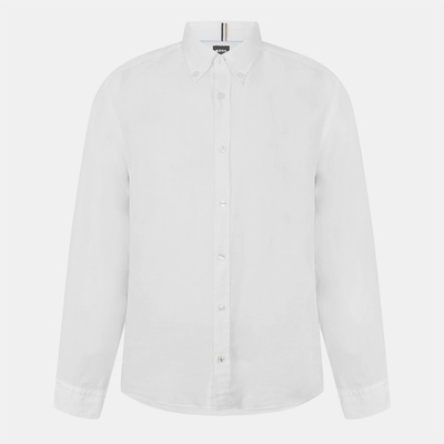 HUGO BOSS Риза Boss Men's H Liam Black Long Sleeve Plain Shirt - White 100