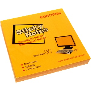  Самозалепващи листчета Sticky 75/75мм неон, оранжеви
