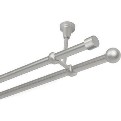 OK-GarnýžeCZ Garnýž kovová dvouřadá 19mm Pullo satina 310 cm do stropu / na tunýlek - bez kroužků