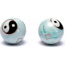 Authentic Baoding balls Čínske meditačné guličky Yin Yang Tai Chi biela/zelená mramorované 3,5cm