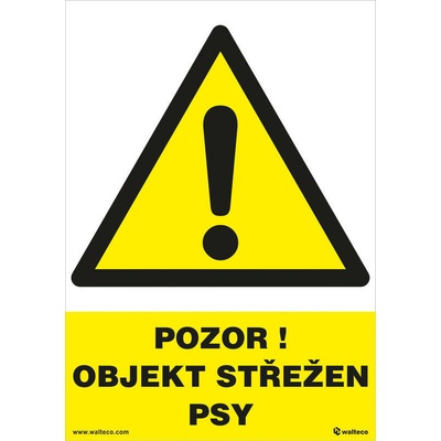 Walteco Pozor objekt strážený psami 148x210mm, formát A5, plastová tabuľka , 20072