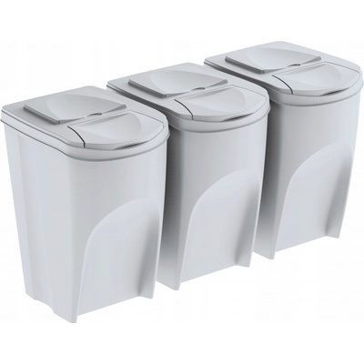 Prosperplast Sada 3 odpadkových košů SORTIBOX popelavá objem 3 x 35 L – Zboží Dáma