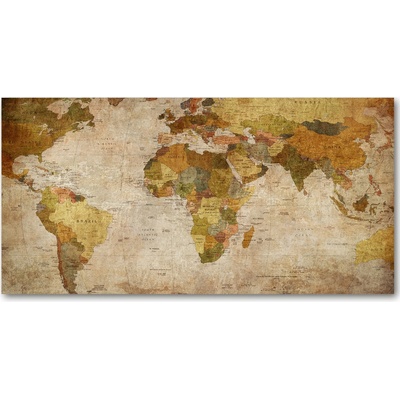 Foto obraz sklo tvrzené politická mapa 100x50 cm