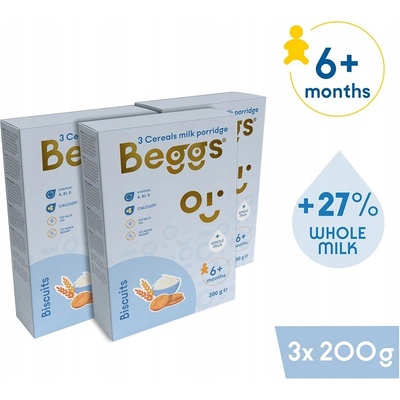 Beggs Mliečna 3zrnná kaša so sušienkami 200 g