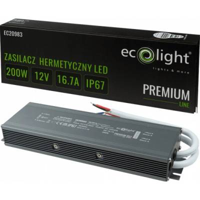 ECO LIGHT Hermetický LED zdroj 12V 200W IP67 voděodolný EC20983
