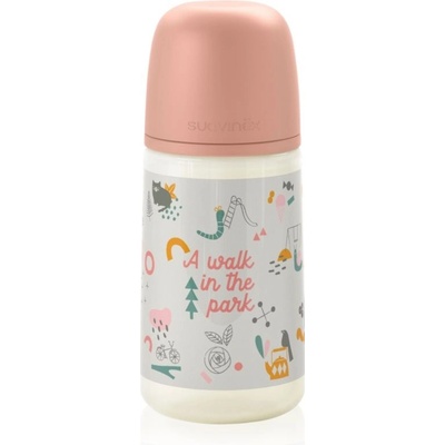 Suavinex kojenecká láhev Walk anatomická silikon růžová 270 ml