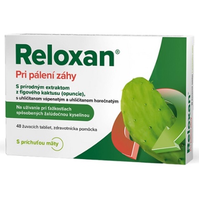 Reloxan Pri pálení záhy mäta 48 žuvacích tabliet
