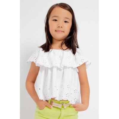 Mayoral Детска памучна блуза Mayoral в бяло с изчистен дизайн (3145.6H.MINI)