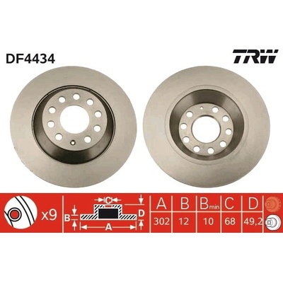 Brzdový kotúč TRW DF4434