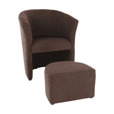 Кресло с табуретка Rose кафяво
