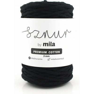 MILA Bavlněná šňůra PREMIUM COTTON 3mm/100m - ČERNÁ/PC07 – Zboží Dáma