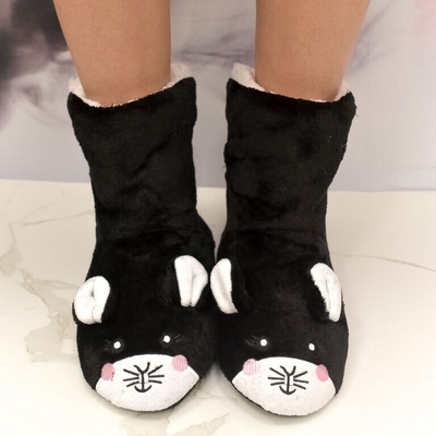 Mouse Cozy Detské plyšové ponožky čierne