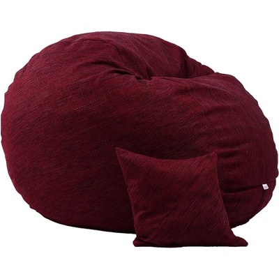 PUFRELAX Комплект, Барбарон и декоративна възглавница, 600л. , King Size, Red wine, Перящ се калъф, Трансформира се в легло, Пълнеж с микс от мемори пяна и дунапрен, Гама Premium Rustic (PUF-M-KP-PR-RDWN)