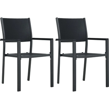 vidaXL Градински столове, 2 бр, черни, пластмасов ратан (47889)