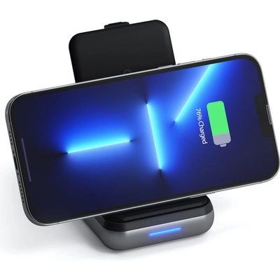 Satechi Duo Wireless Charger Power Bank Stand 10000 mAh Stand (Powerbank based for iPhone & Airpods) - Space Grey (ST-UCDWPBSM)