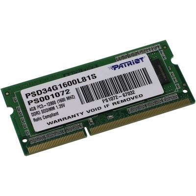 Patriot DDR3 4GB 1600MHz PSD34G1600L81S