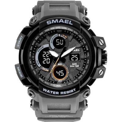 Curren Спортен мъжки часовник Smael Strong, Хронограф, LED Подсветка, Двойно време, Сив/Черен (SMAEL-1708-GRAY-BLACK)