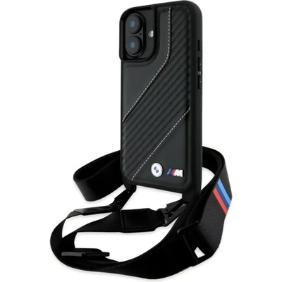 BMW Калъф BMW M Edition Carbon Stripe & Strap iPhone 16 Plus - черен (3666339324292)