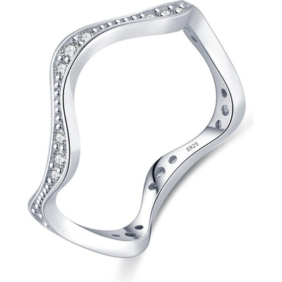 Meucci Stříbrný vlnkový prsten se zirkony SYR073