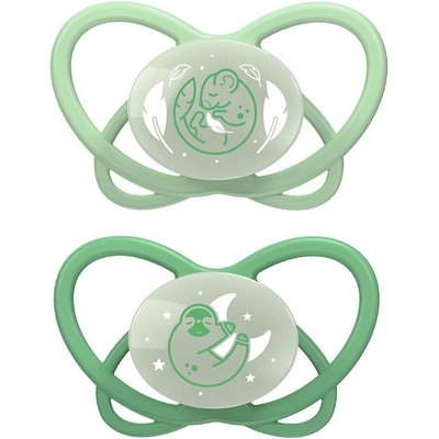 NIP Силиконови залъгалки NIP Green - Нощни, 16-32 м, 2 броя, зелен (34000821316263)