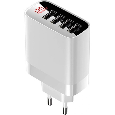 Baseus Mirror Travel Wall Charger (CCJMHB-B02) - захранване за ел. мрежа с четири USB изхода за зареждане на мобилни устройства (бял)