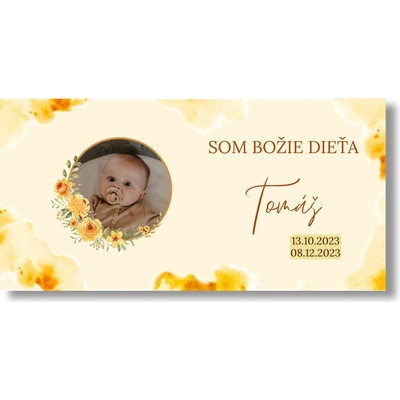 Personal Banner na krstiny s fotkou - Orange Rozmer banner: 130 x 65 cm
