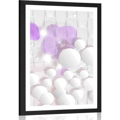 Plakát s paspartou orchidej na abstraktním pozadí - 30x45 black