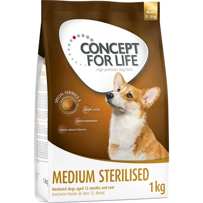 Concept for Life 1кг Medium Sterilised Concept for Life суха храна за кучета