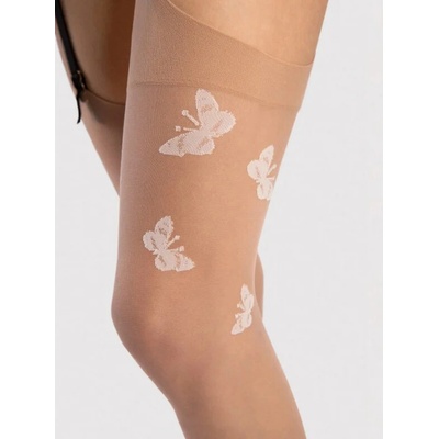 Punčochy na podvazkový pás Farfalle 20 DEN natural/biela – Zboží Mobilmania